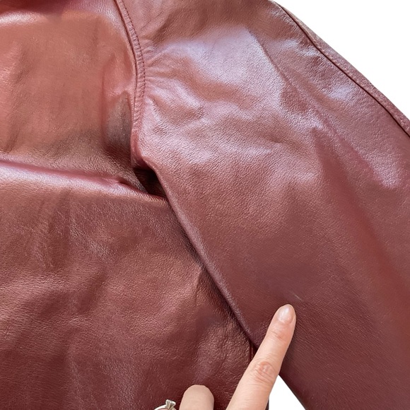 VTG 90s Phase Two Men’s XL Long Red Leather Jacket Removable Hood/Liner Parka - Picture 6 of 17